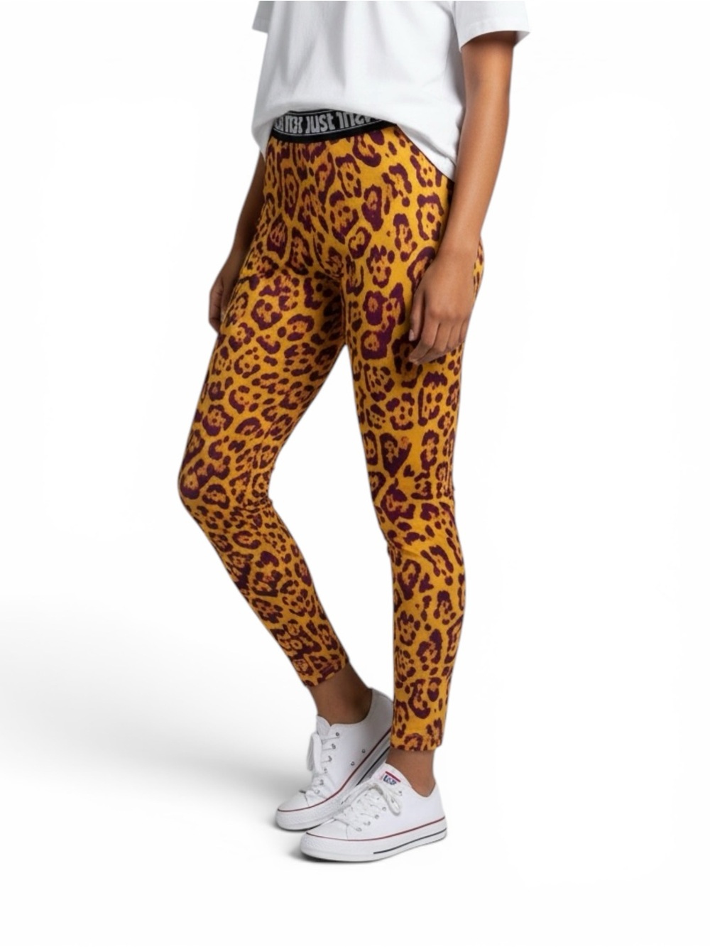 Cavalli Class Yellow and Brown Leopard Print Leggings